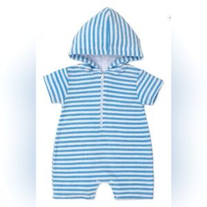 KissyKissy Cabana Terry Stripes Light Blue Romper Size 18-24 months